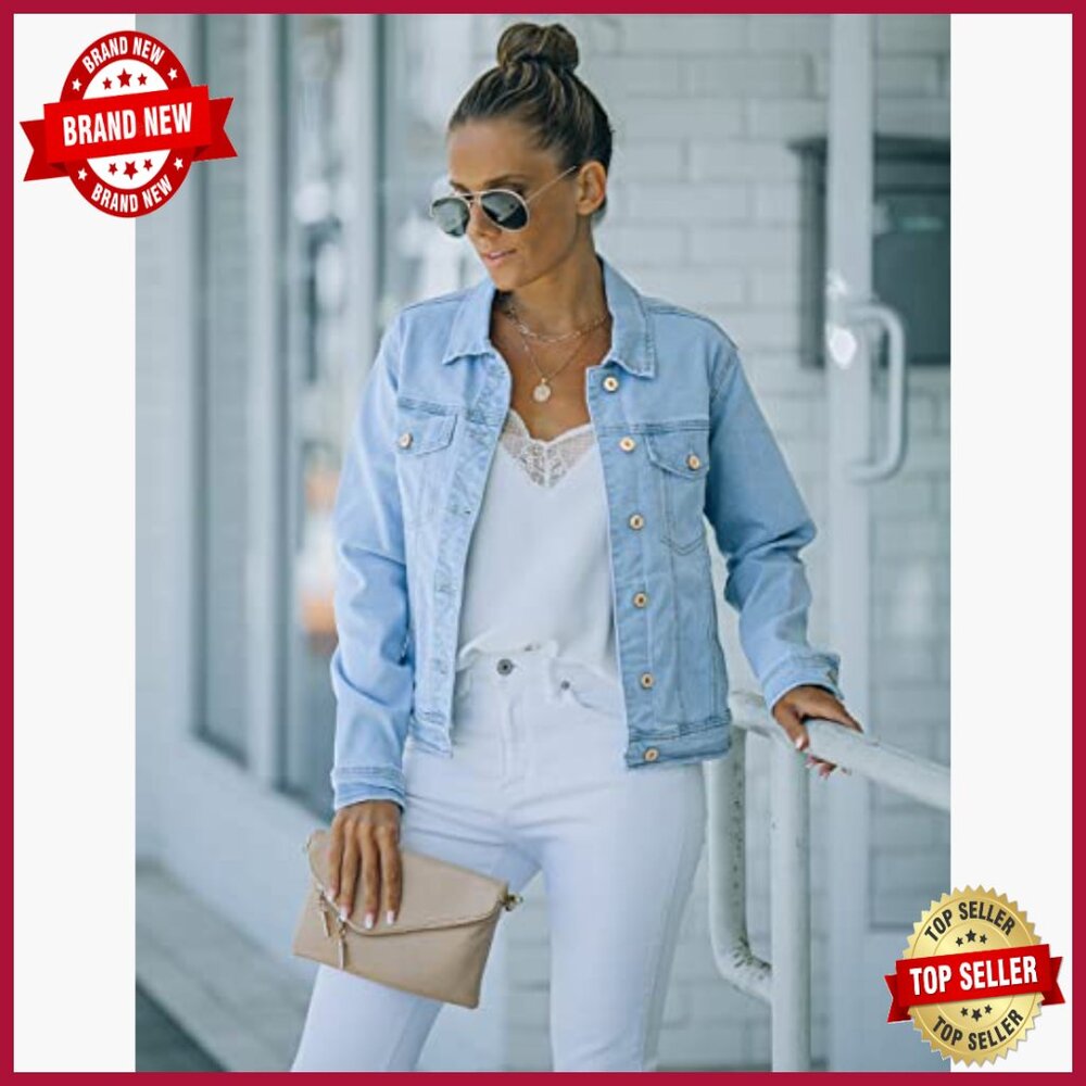 Stretch Denim Jacket Button Down Long Sleeve Fitt… - image 3